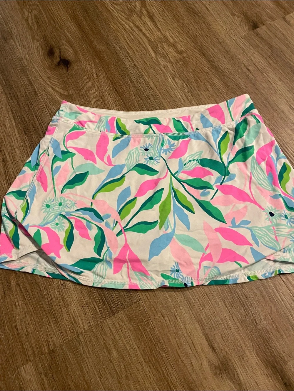 Lilly Pulitzer Light Aqua Swim Bottoms with Multicolor Floral Trim